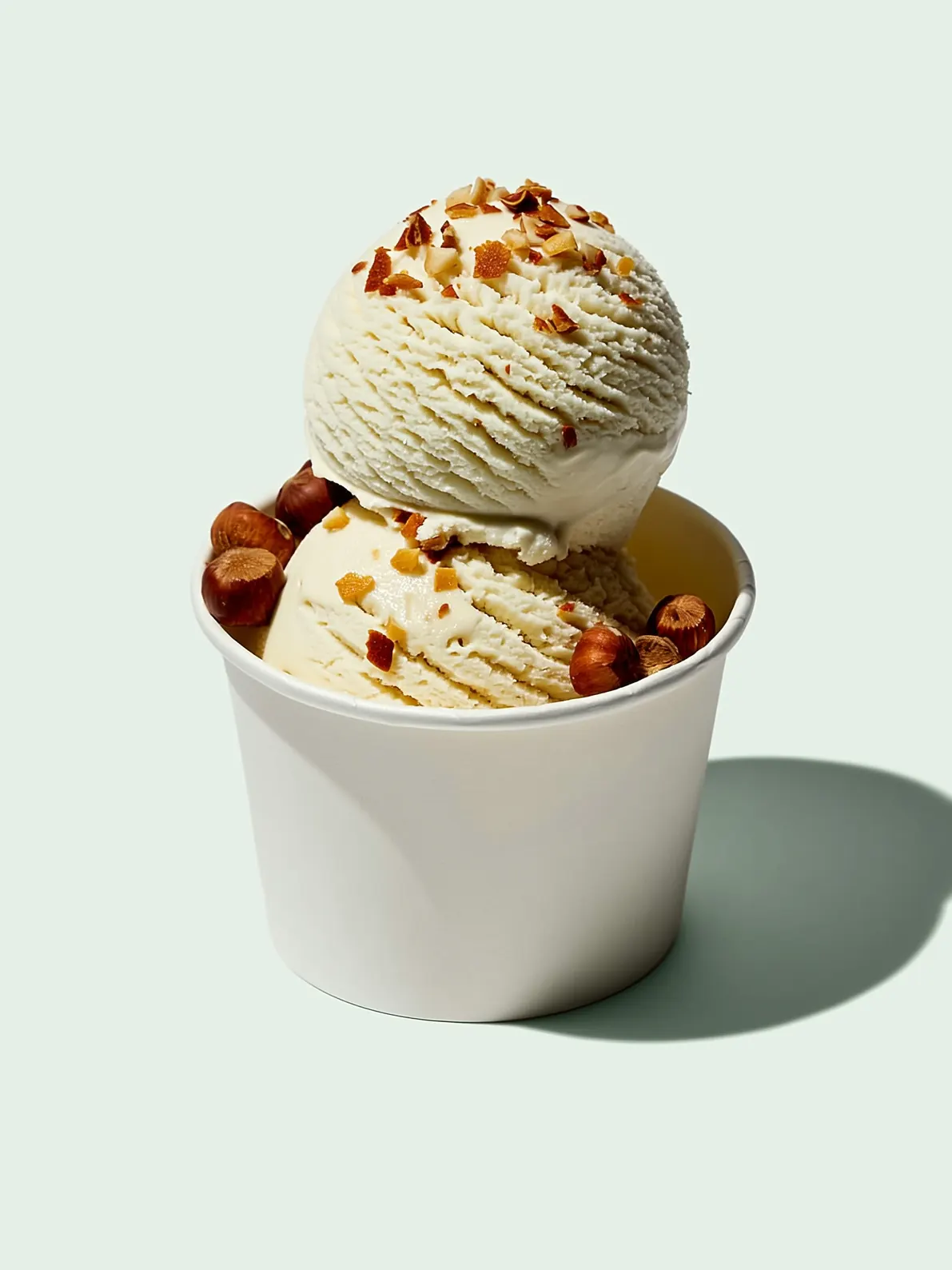 Ferrero: twee bollen roomijs in een witte beker