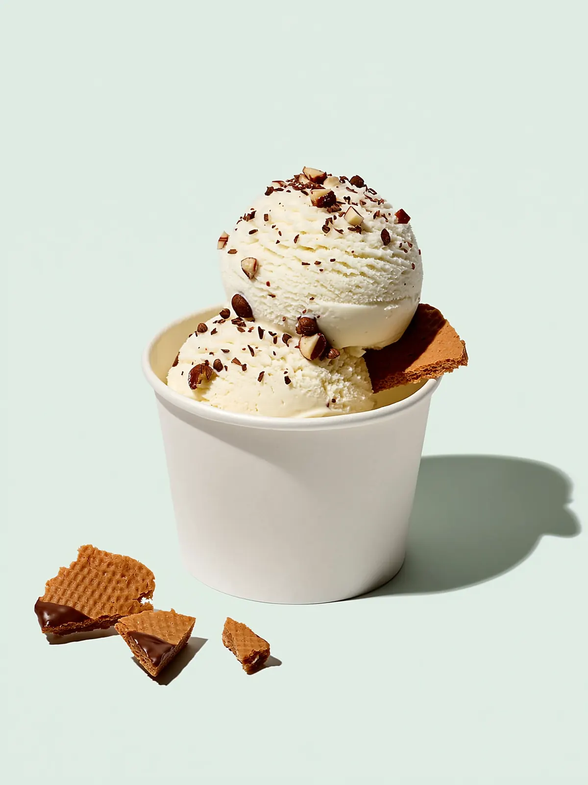 Kinder Bueno: twee bollen roomijs in een witte beker
