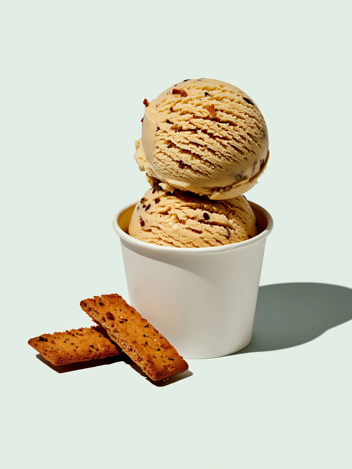 Speculoos: twee bollen roomijs in een witte beker